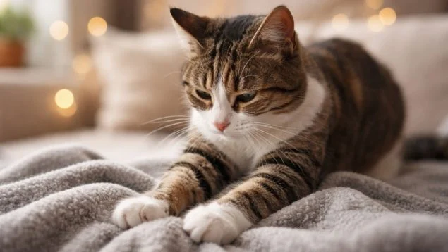Por qué los gatos amasan las mantas